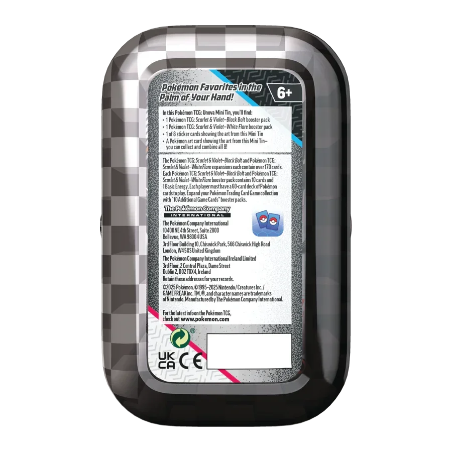 Violet Black Bolt & White Flare Unova mini tin